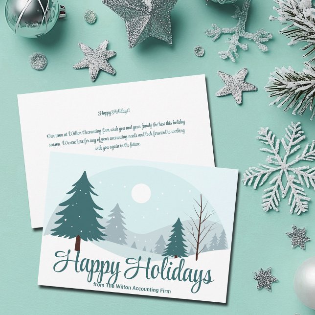 Beautiful Christmas Trees Winter Snow Business Holiday Card (Creator Uploaded)