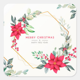 Beautiful Christmas Watercolor Flower Sticker