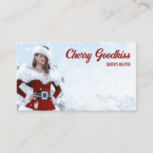 Beautiful Christmas Woman over Winter Business Card