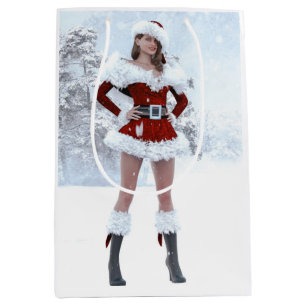 Beautiful Christmas Woman over Winter Snow Medium Gift Bag