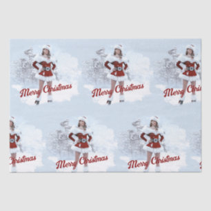 Beautiful Christmas Woman over Winter Snow Tissue Paper