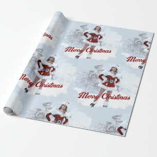 Beautiful Christmas Woman over Winter Snow Wrapping Paper