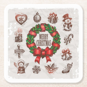 Beautiful Christmas Wreath Coaster Set