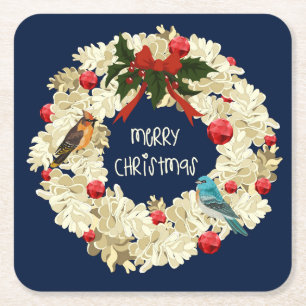 Beautiful Christmas Wreath Coaster Set