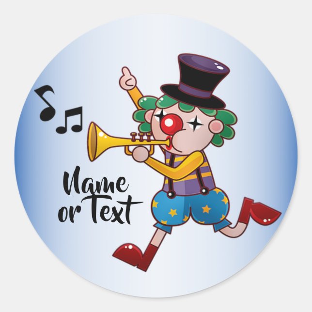 Beautiful Circus Clown Music Classic Round Sticker (Front)