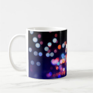 Beautiful city night bokeh light, abstract blur de coffee mug