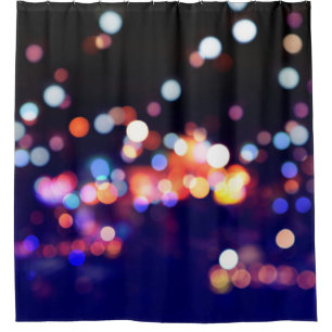 Beautiful city night bokeh light, abstract blur de shower curtain