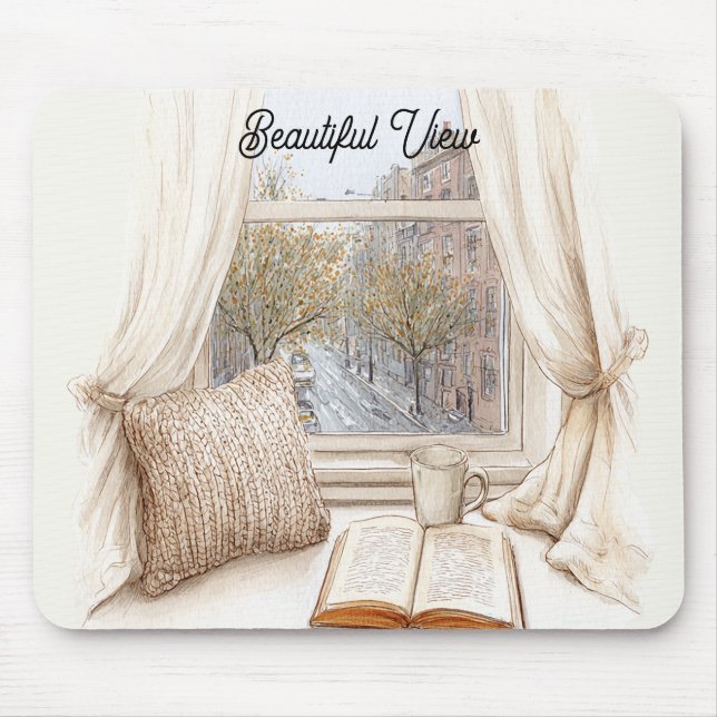Beautiful City View Window Mouse Mat (Front)