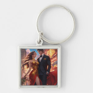 beautiful city with crystal towers keychain