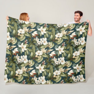 Beautiful classic floral pattern fleece blanket
