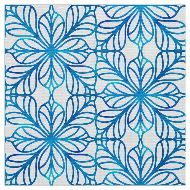 Beautiful & classic indigo blue and white pattern fabric (Swatch)