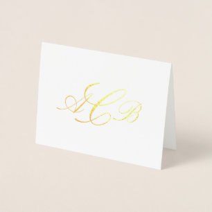 Beautiful Classic Monogram Initials Notecard Foil Card