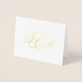 Beautiful Classic Monogram Initials Notecard Foil Card