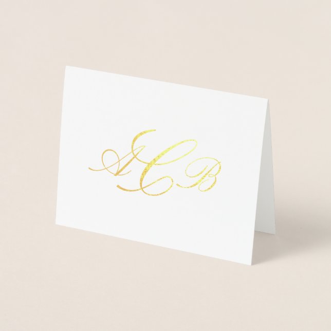 Beautiful Classic Monogram Initials Notecard Foil Card (Front)