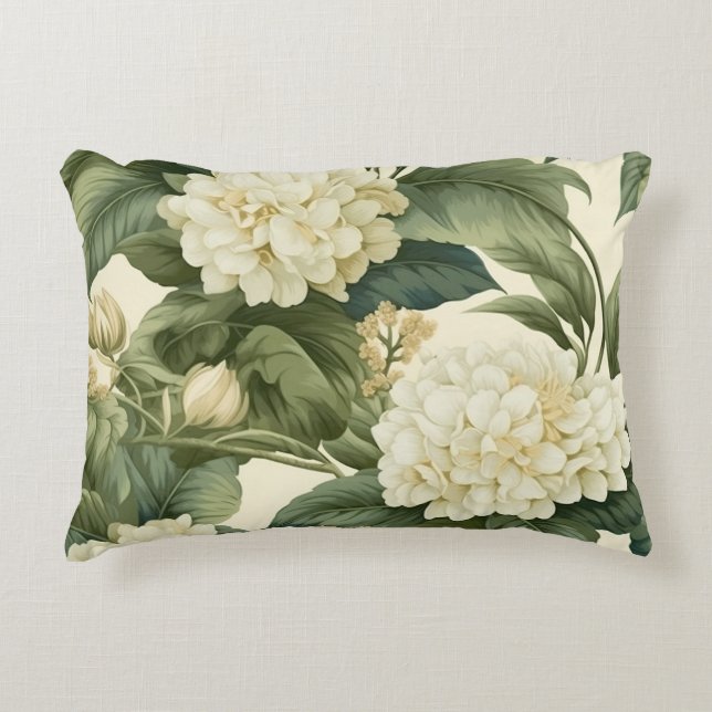 Beautiful classic white floral pattern decorative cushion (Front)