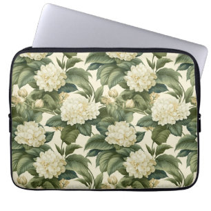 Beautiful classic white floral pattern laptop sleeve