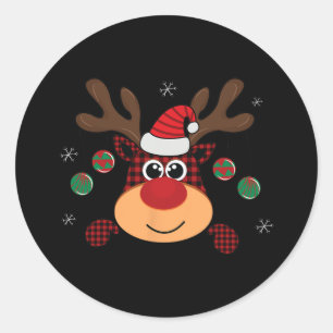 beautiful classic winter red buffalo plaid leaping round sticker