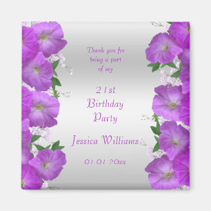 Beautiful Classy Petunias Floral Birthday Magnet