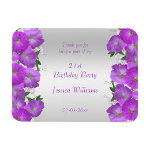 Beautiful Classy Petunias Floral Birthday Magnet