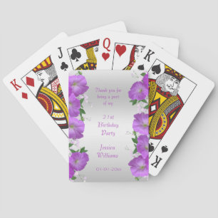Beautiful Classy Petunias Floral Birthday Playing Cards