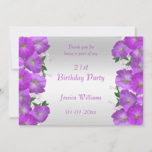 Beautiful Classy Petunias Floral Birthday Thank You Card