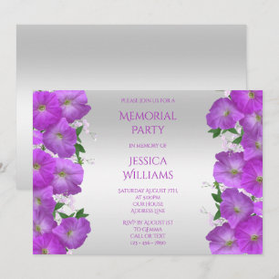 Beautiful Classy Petunias Floral Memorial Party Invitation