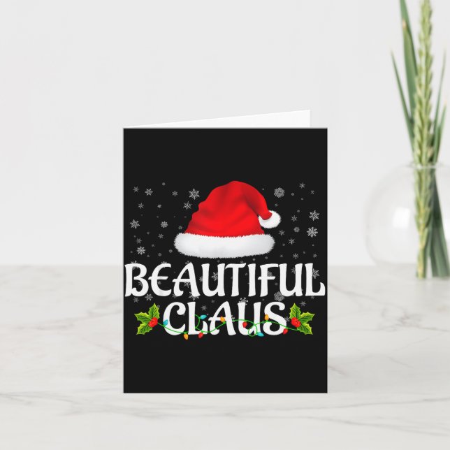 Beautiful Claus Christmas Lights Pajama Family Mat Card (Front)