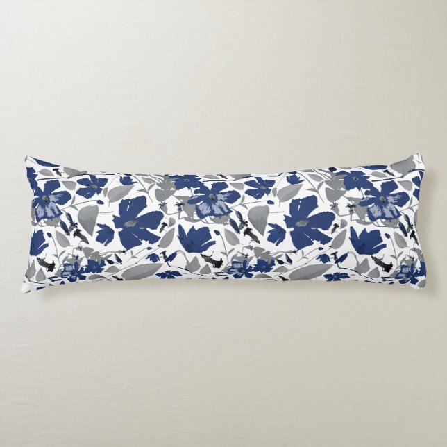 Beautiful Clematis Vine Floral Watercolor Pattern Body Cushion (Front)