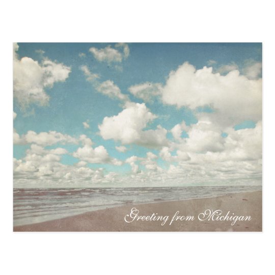 Beautiful Clouds Over Lake Michigan Beach Postcard