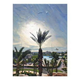 Beautiful Coastal Resort Landscape with Palm Trees Photo Print