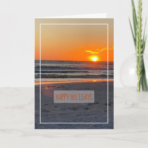 Beautiful Coastal Sunset Photo Happy Holidays Card