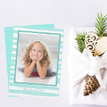Beautiful Coastal Teal Beach Christmas Holiday Card<br><div class="desc">Beautiful seaside green decorates this pretty family photo Christmas card that reads Mele Kalikimaka,  the Hawaiian way to say Merry Christmas. A cute beach colour motif on a trendy custom photograph holiday card. Chic teal waves behind a lovely custom photograph of your kids.</div>