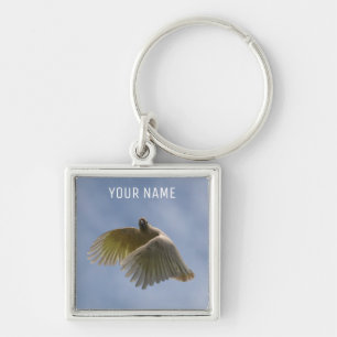 Beautiful Cockatoo Bird Parrot Flying in the Sky K Key Ring
