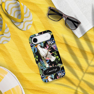Beautiful Cockatoo Bird Tropical Pattern Black