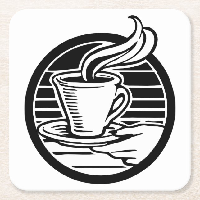 Beautiful Coffee Cup & Saucer Drawing Coaster Set (Front)