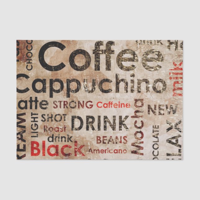 Beautiful Coffee Espresso Cappucino Pattern Tissue Paper (Front)
