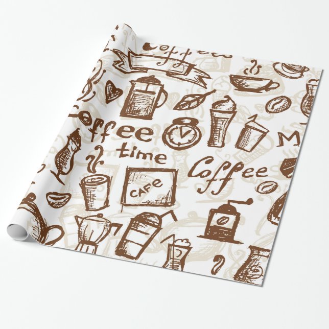Beautiful Coffee Espresso Design Wrapping Paper (Unrolled)