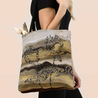 Beautiful Coffee Marble with Roses Tote Bag