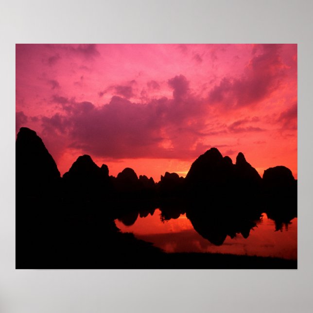 Beautiful color at sunset of limestone mountains poster (Front)