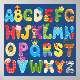 Beautiful Colorful Alphabet for Kids, Baby's Room Poster