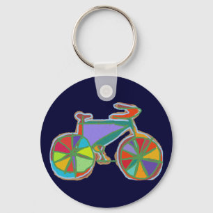 beautiful colorful art bike key ring