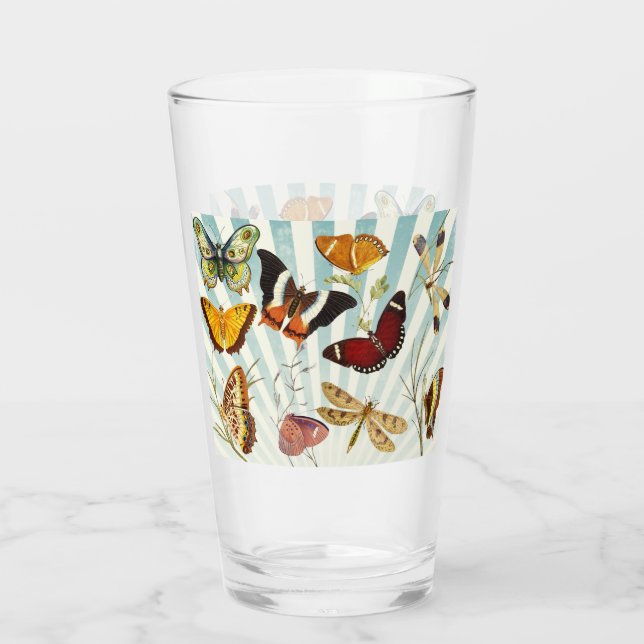 Beautiful colorful butterflies glass (Back)