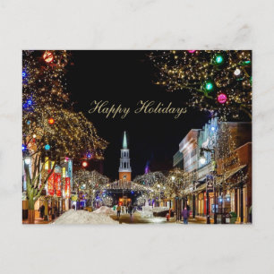 Beautiful Colorful  Christmas City Night Invitation Postcard