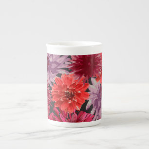 beautiful colorful Dahlias decorate this bone chim Bone China Mug