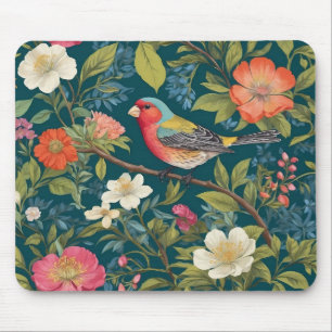Beautiful Colorful Finch Bird Botanical Mouse Mat