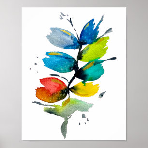 Beautiful colorful floral loose watercolor flower poster
