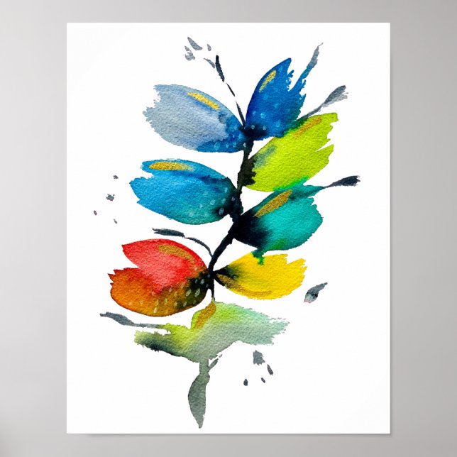 Beautiful colorful floral loose watercolor flower poster (Front)