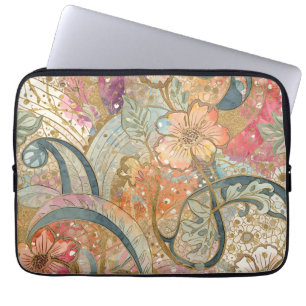 Beautiful  Colorful Flowers and Pattern Laptop Sleeve