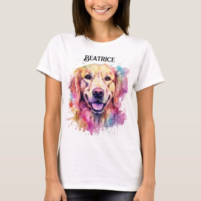 BEAUTIFUL COLORFUL GOLDEN RETRIEVER FACE T-Shirt (Front)