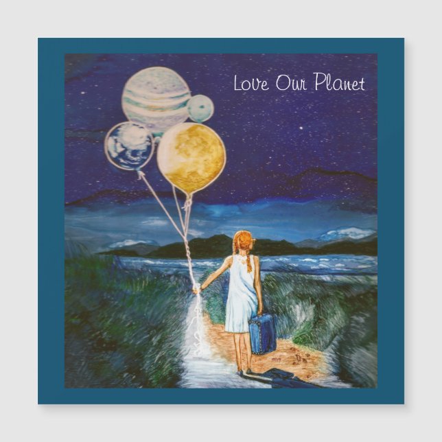 Beautiful, colorful, "Love our Planet" magnet (Front)